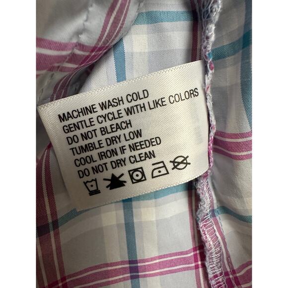 ORVIS Size Medium Women’s Checkered Button Down Tee Shirt Pink Blue Short Sleeve - Picture 7 of 13